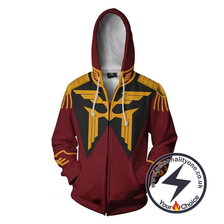 Mobile Suit Gundam Hoodies - Char Aznable Zip Up Hoodie Jacket